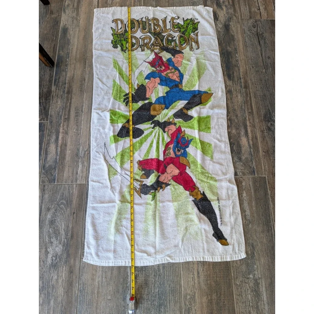 Vintage Double Dragon Beach Towel 90s Collectible Video Game Arcade Movie Rare